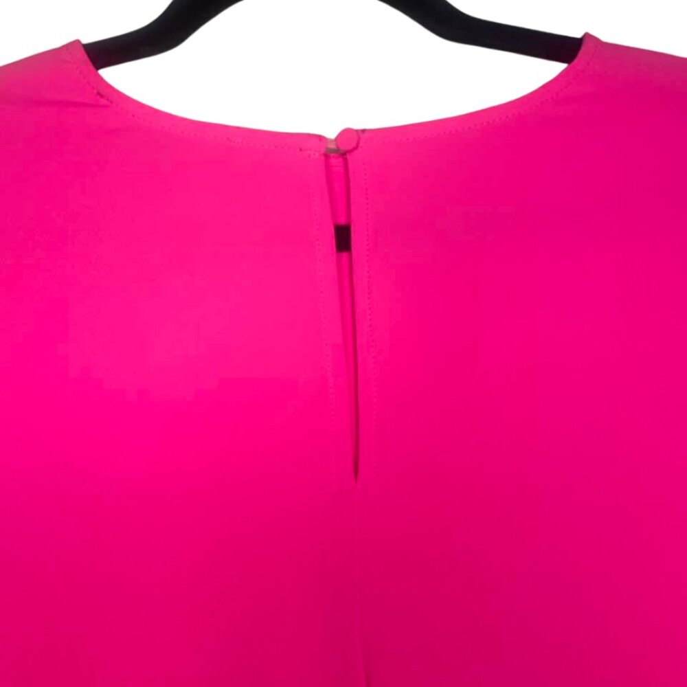 Marled Reunited Clothing Hot Pink Blouse Medium Fuchsia Puff Sleeve Keyhole Top - Picture 7 of 10
